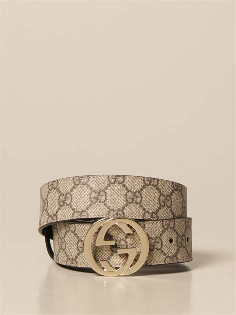 cintura gucci tessuto beige con contorno pelle